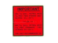 Raleigh Fuel Tank Mixture Label