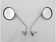 Pair Chrome Classic Retro Mirrors for Auto cycle, Moped - Mobylette, Raleigh, Velo Solex
