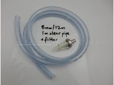8mm/12mm 1 metre long clear Fuel petrol gas Pipe tube and CONE Glass Filter kit