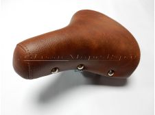 AUTOCYCLE, VELO SOLEX, MOBYLETTE, CLASSIC VINTAGE SADDLE INCLUDING CHROME SPRINGS in Brown