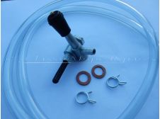 Mobylette Push Pull Fuel Tap Kit with 1 metre Clear Transparent (see Thru) Hose and clips to replace part number 17124