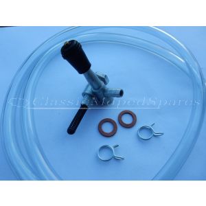 Mobylette Push Pull Fuel Tap Kit with 1 metre Clear Transparent (see Thru) Hose and clips to replace part number 17124