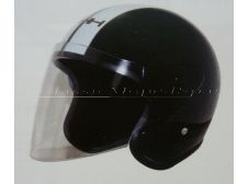 Classic Moped Helmet with Visor Black/White/Gold