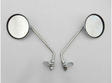 Pair Chrome Classic Retro Mirrors for Auto cycle, Moped - Mobylette, Raleigh, Velo Solex