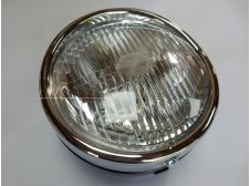 Universal Round Chrome Front Headlight Lamp With Peak 140mm diameter  