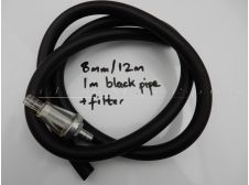 8mm/12mm 1 metre long BLACK Fuel petrol gas Pipe tube and CONE Glass Filter kit