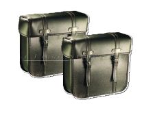 Universal Pair of Black Pannier Bags with Hard Metal Back for Mobylette, Raleigh Moped etc