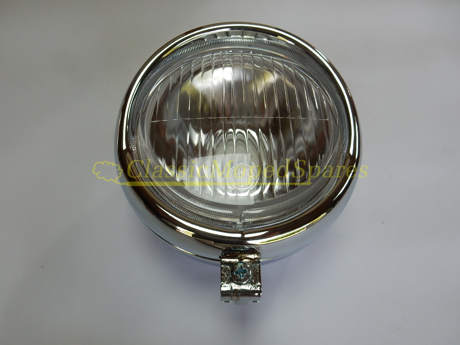 Universal Round Chrome Cased Front Headlight Lamp 135mm diameter Single Lower Point Fitting - Image 6