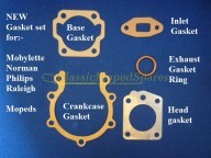 Mobylette Motobecane Series X7,L,S,VL,VS and SP50, SP93DL Moped Engine Gasket Set