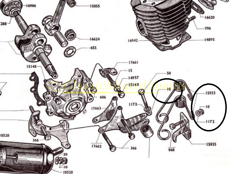 Mobylette Cylinder Head Stud Nut and various applications (see parts books) Original Part Number 10