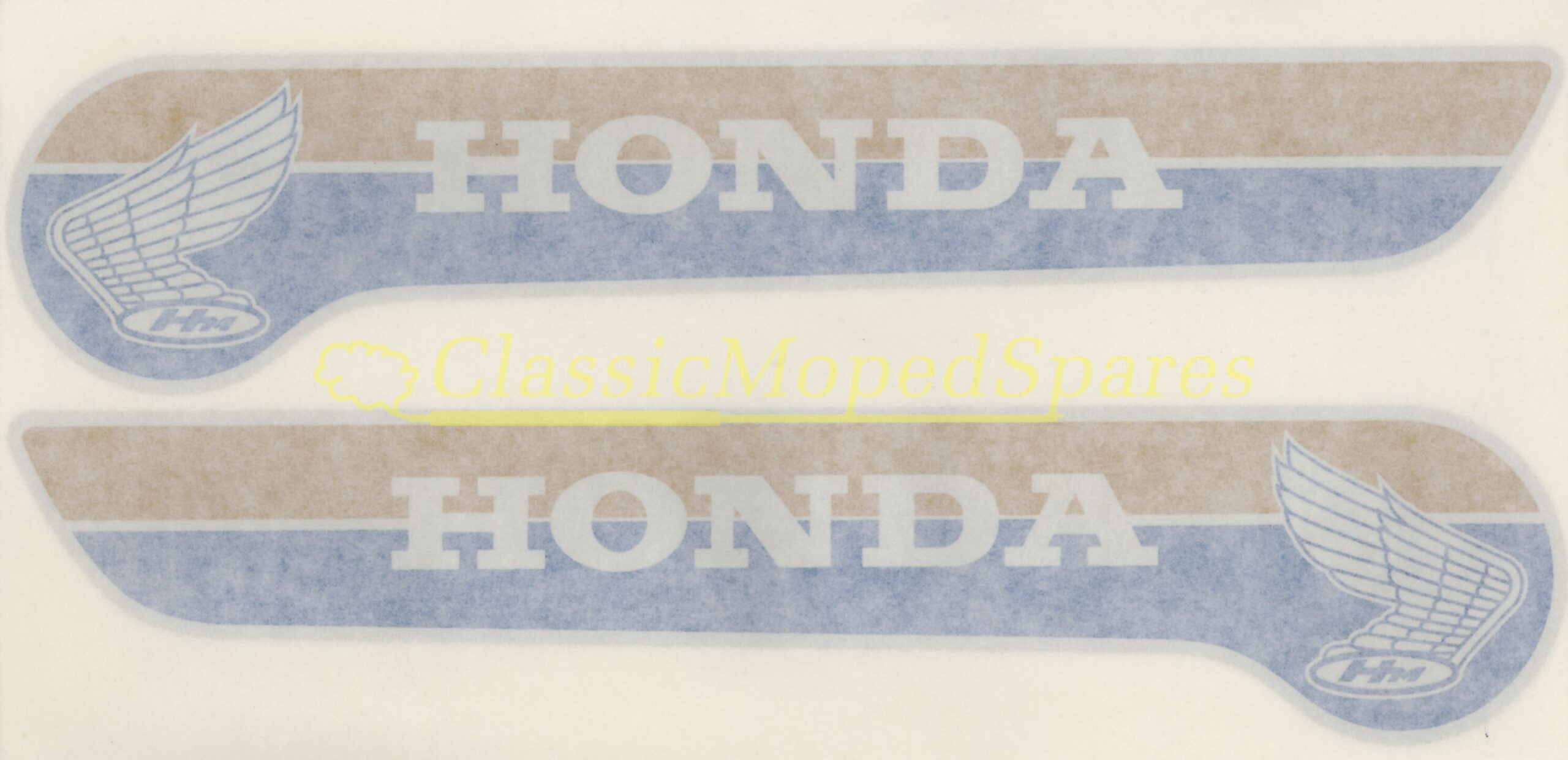 Honda PC50, PC50K1 Fuel Tank Transfer Label Set (Price per pair) in Blue and Gold - Image 2