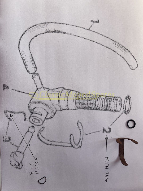 Raleigh RM7 Wisp Fuel Tap O Ring Seal, Retaining Securing Clip Spring  MTH244 and Extension Spring MTH243