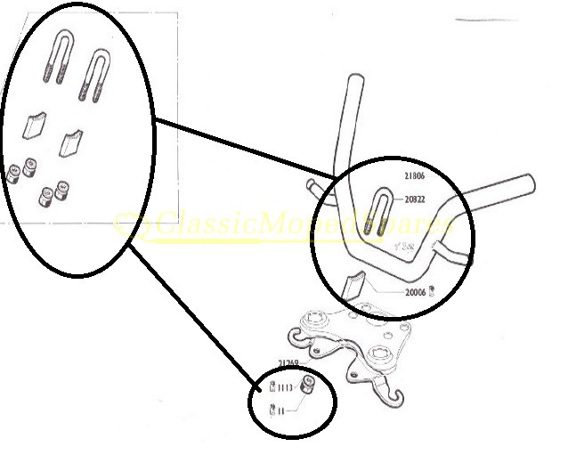 Mobylette Series 50 Handlebar Clamp Kit to replace Part Number 20822 - Image 2