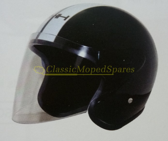 Classic Moped Helmet with Visor Black/White/Gold