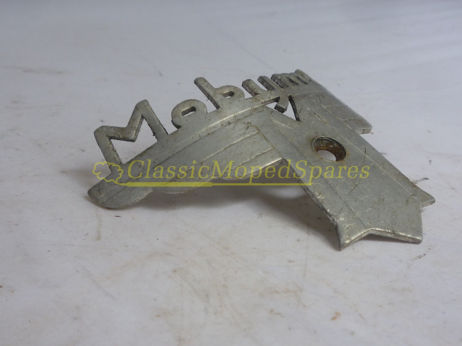 Mobylette AV48 Petrol Gas Fuel Tank "Mobymatic" Curved Shaped Alloy Emblem Logo Part Number 14801 - Image 4