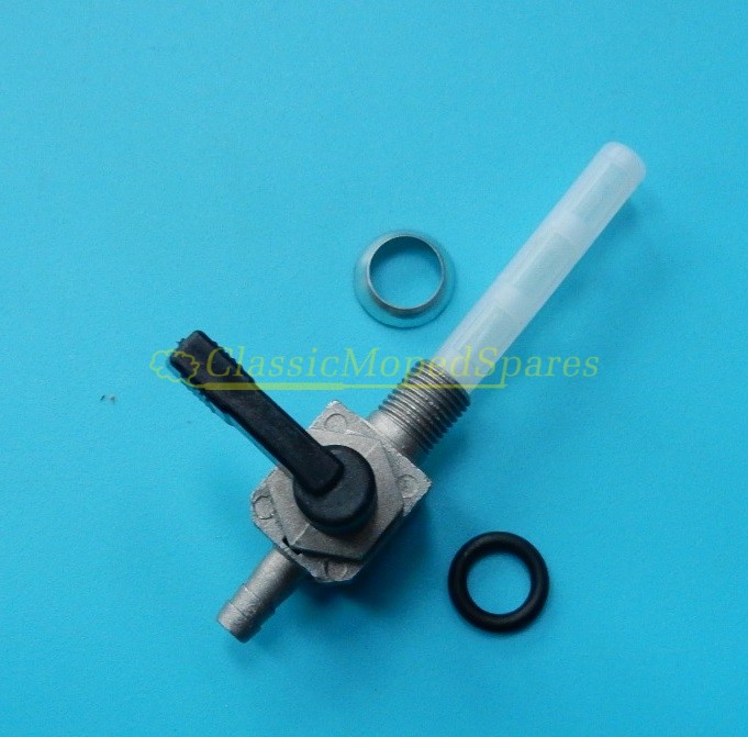 NEW Peugeot 103 Fuel Gas Petrol Tap with straight down outlet and black lever