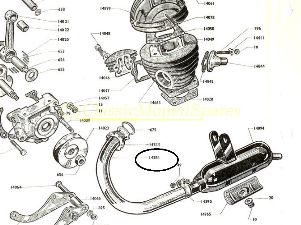Rare Early Mobylette AV32 AV35 AV7 Engine Side Exiting Downpipe Chromed Exhaust with bend - Image 2