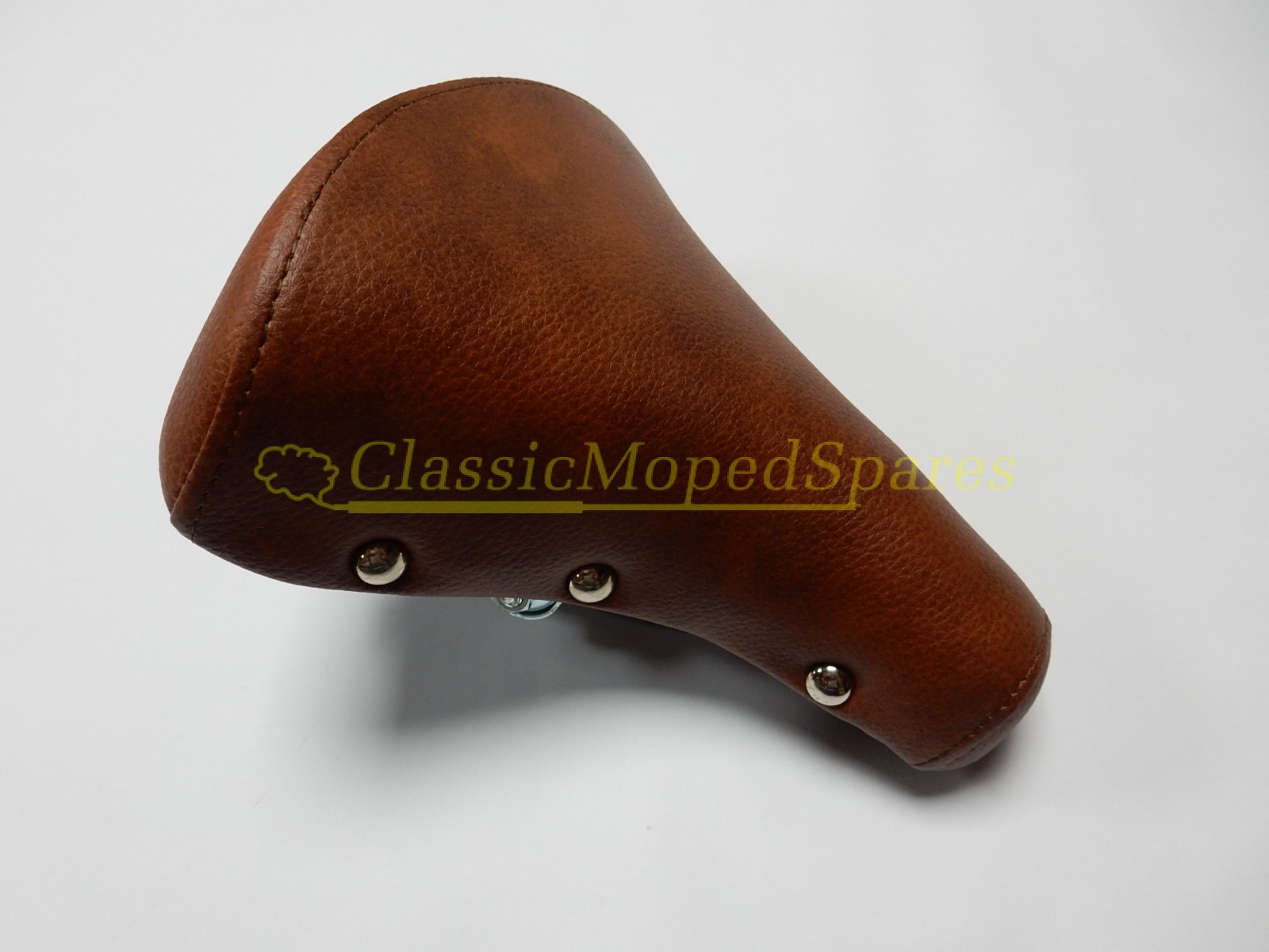 AUTOCYCLE, VELO SOLEX, MOBYLETTE, CLASSIC VINTAGE SADDLE INCLUDING CHROME SPRINGS in Brown - Image 2