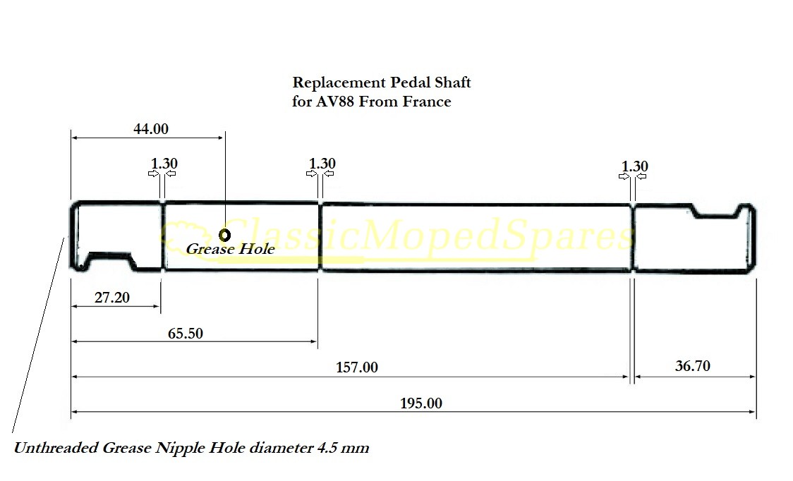Mobylette AV88 Moped New Pedal Shaft Axle (NEW - see description for details) - Image 3