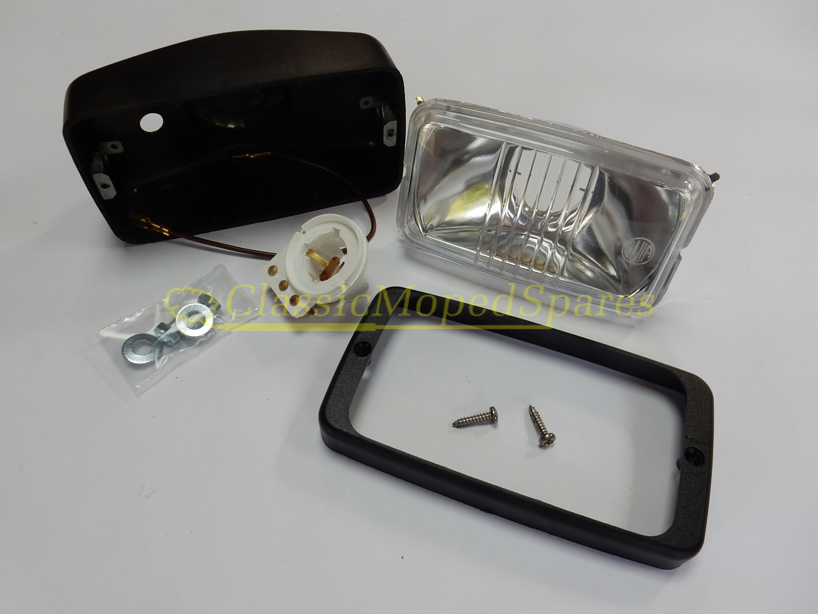 Universal Front Headlight Lamp Rectangular Fitting with 140mm in Black - Image 4