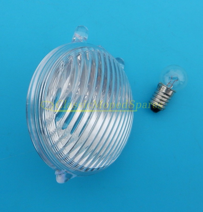 Velo Solex 330,660,1010,1400,1700,2200 Round Front Light Lens with bulb