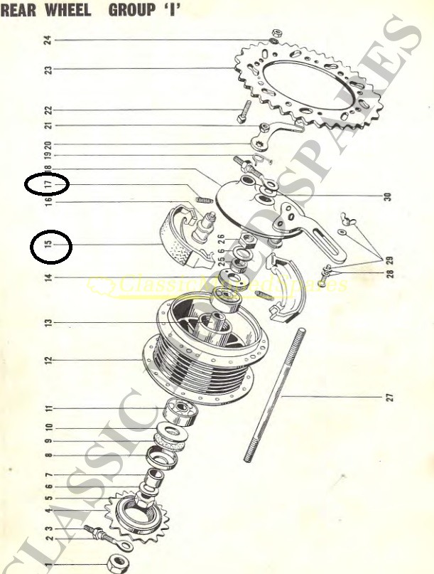 Raleigh RM4 Automatic Rear Wheel Brake Shoes with springs MTK 144 /145