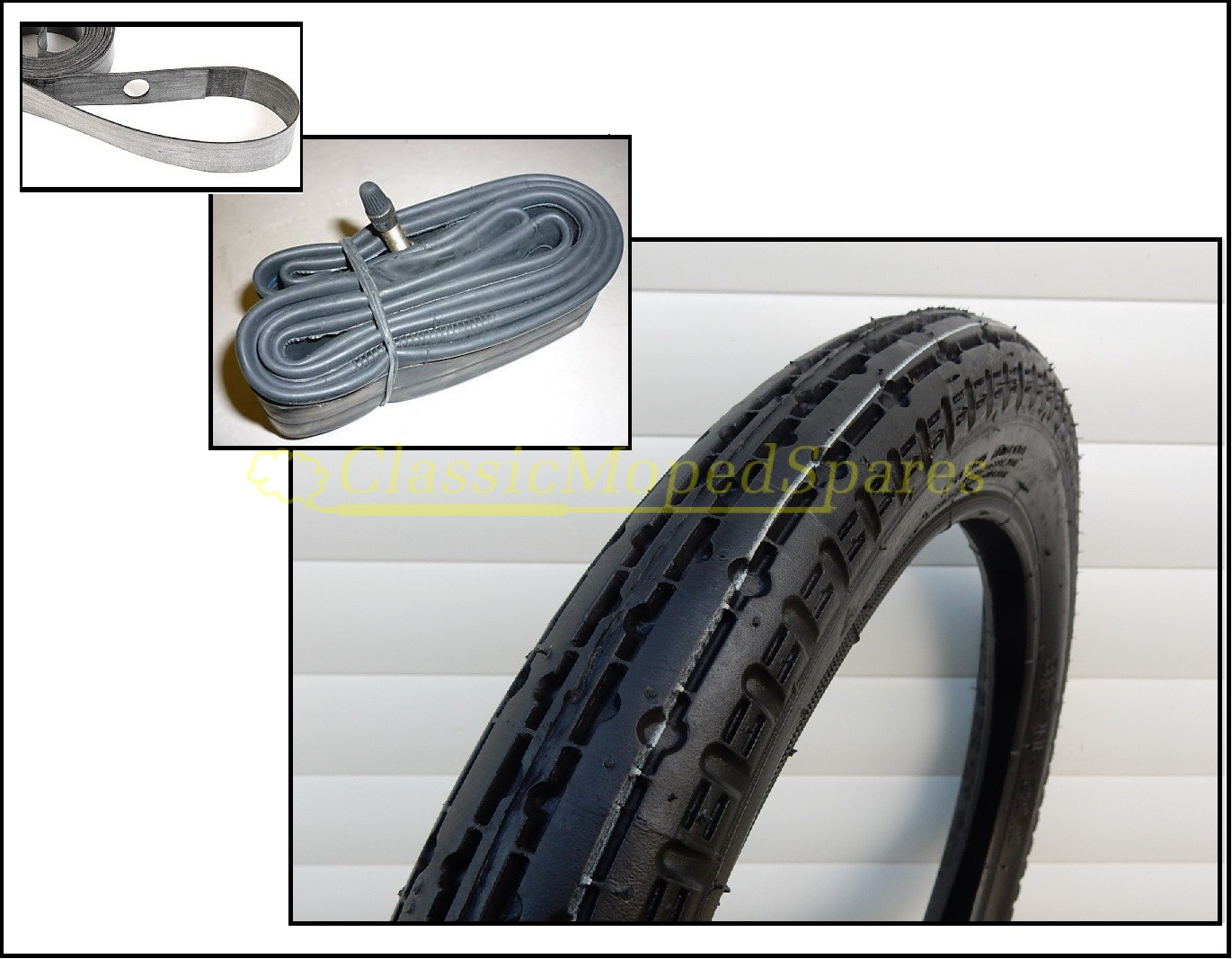 [14 inch] 2.25-14 Classic Honda Express, Yamaha QT Moped Tyre Tire, Tube and Tape  (UK Mainland Delivery - see description)