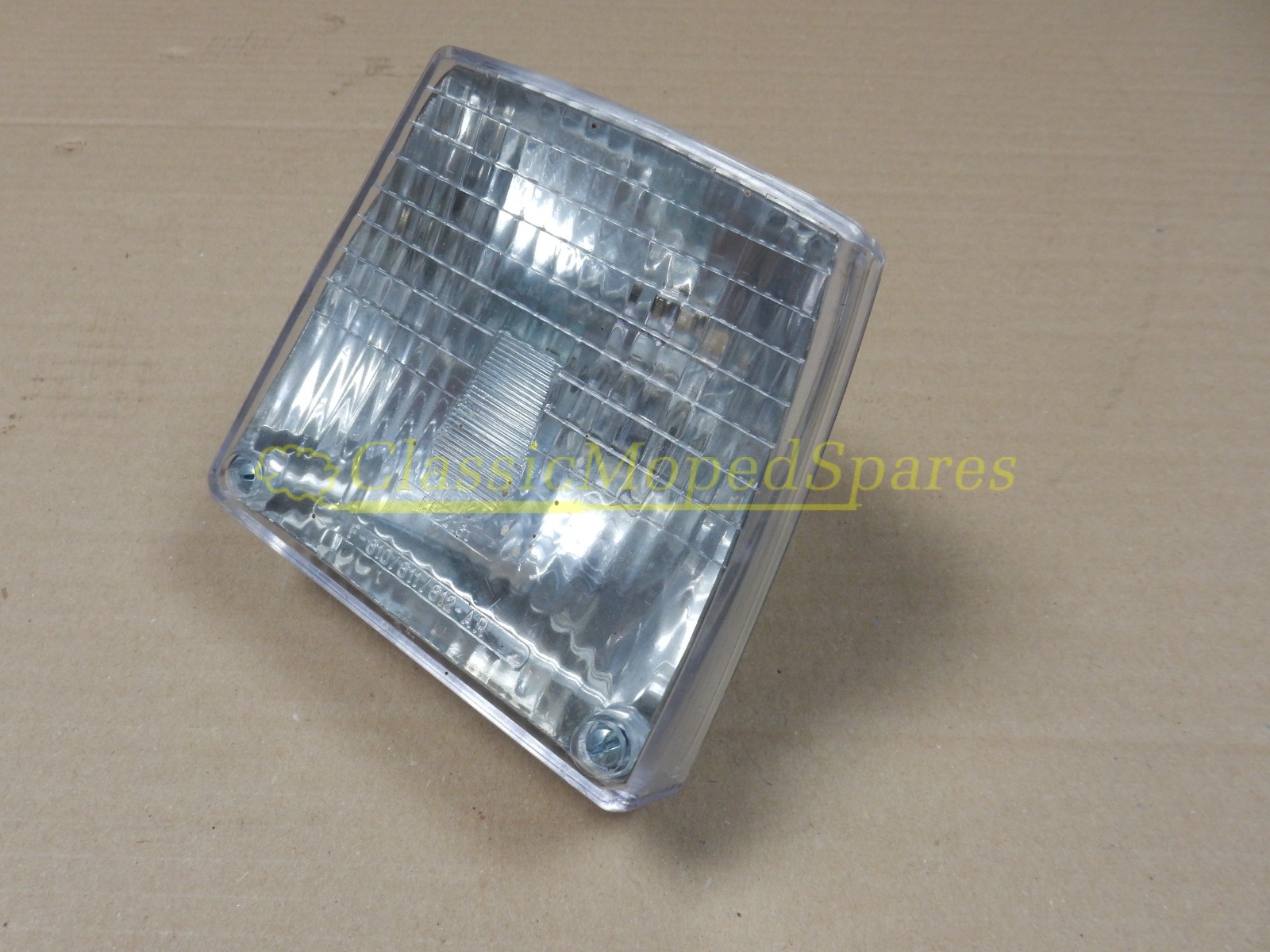 Mobylette Series 40S,40V,50S,50V.. Trapezoid Front Headlamp Lens Assembly Only with Bulbs