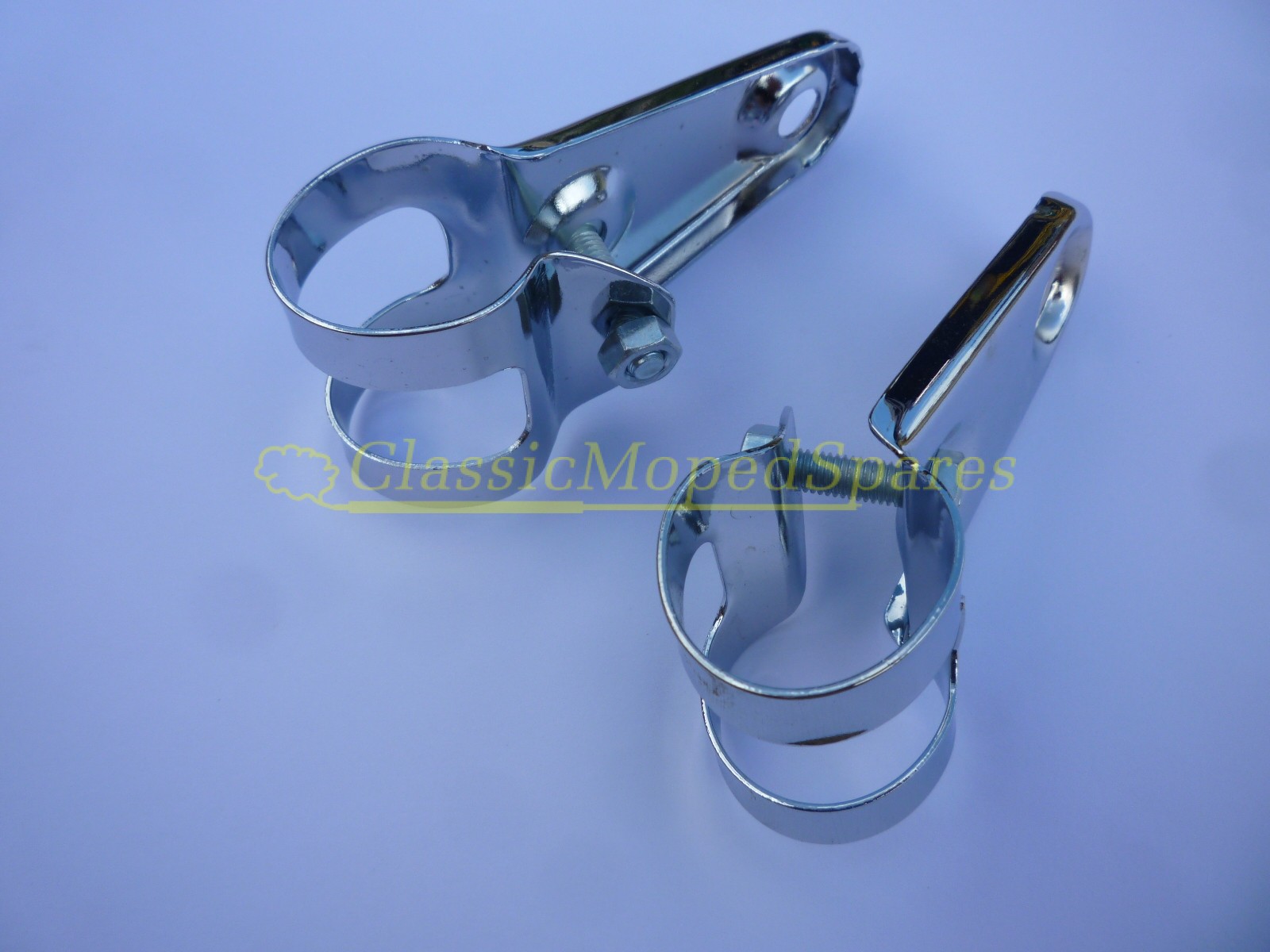 Universal, Mobylette, Peugeot 103, Raleigh Moped Front Fork Headlight Headlamp Brackets Supports (Pair) Adjustable to 28 - 32 mm