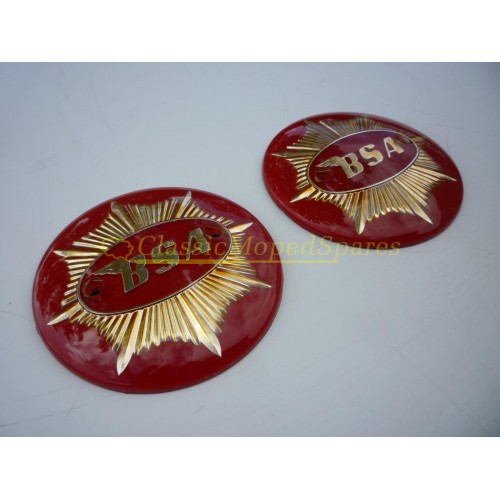 BSA Goldstar Petrol, Fuel, Gas, Tank Badges (Pair) Red/Gold