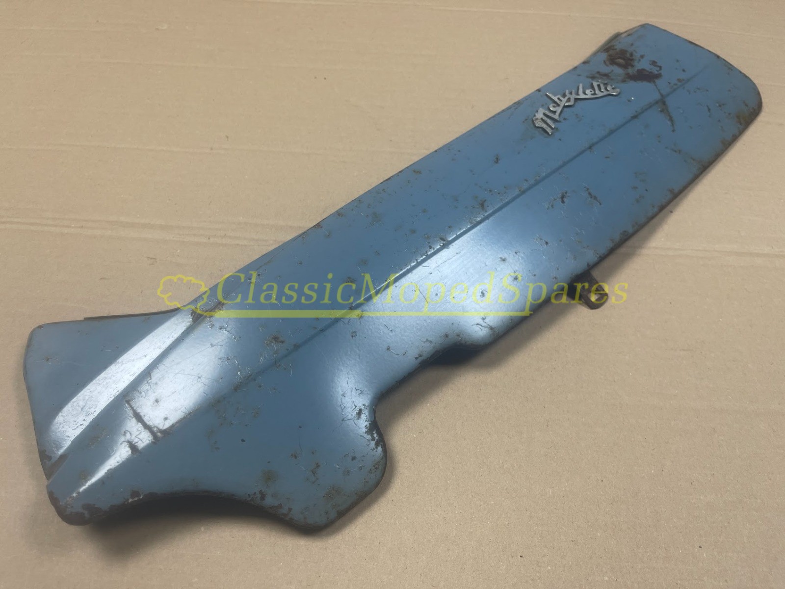 Original Metal Mobylette AV88 Left Hand Chain Guard Cover Fairing in Blue - Image 2