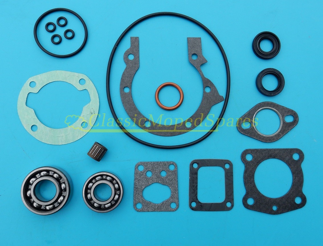 Peuegot 103 Water Cooled Engine Gasket Rebuild Kit, including Large, Small End Bearings and Seals