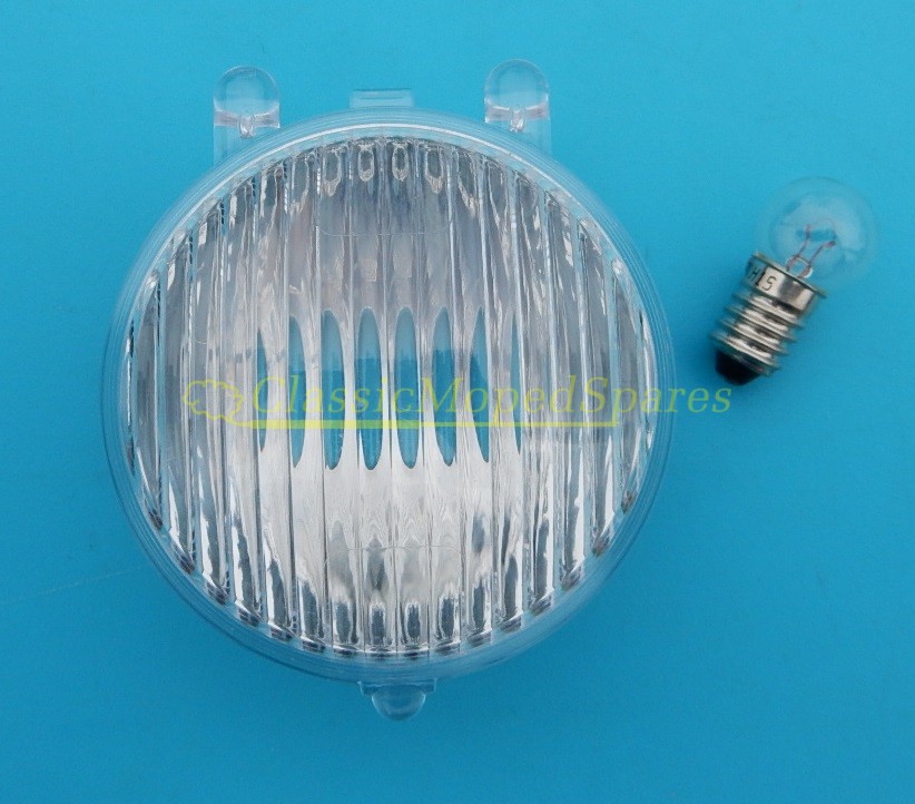 Velo Solex 330,660,1010,1400,1700,2200 Round Front Light Lens with bulb - Image 2
