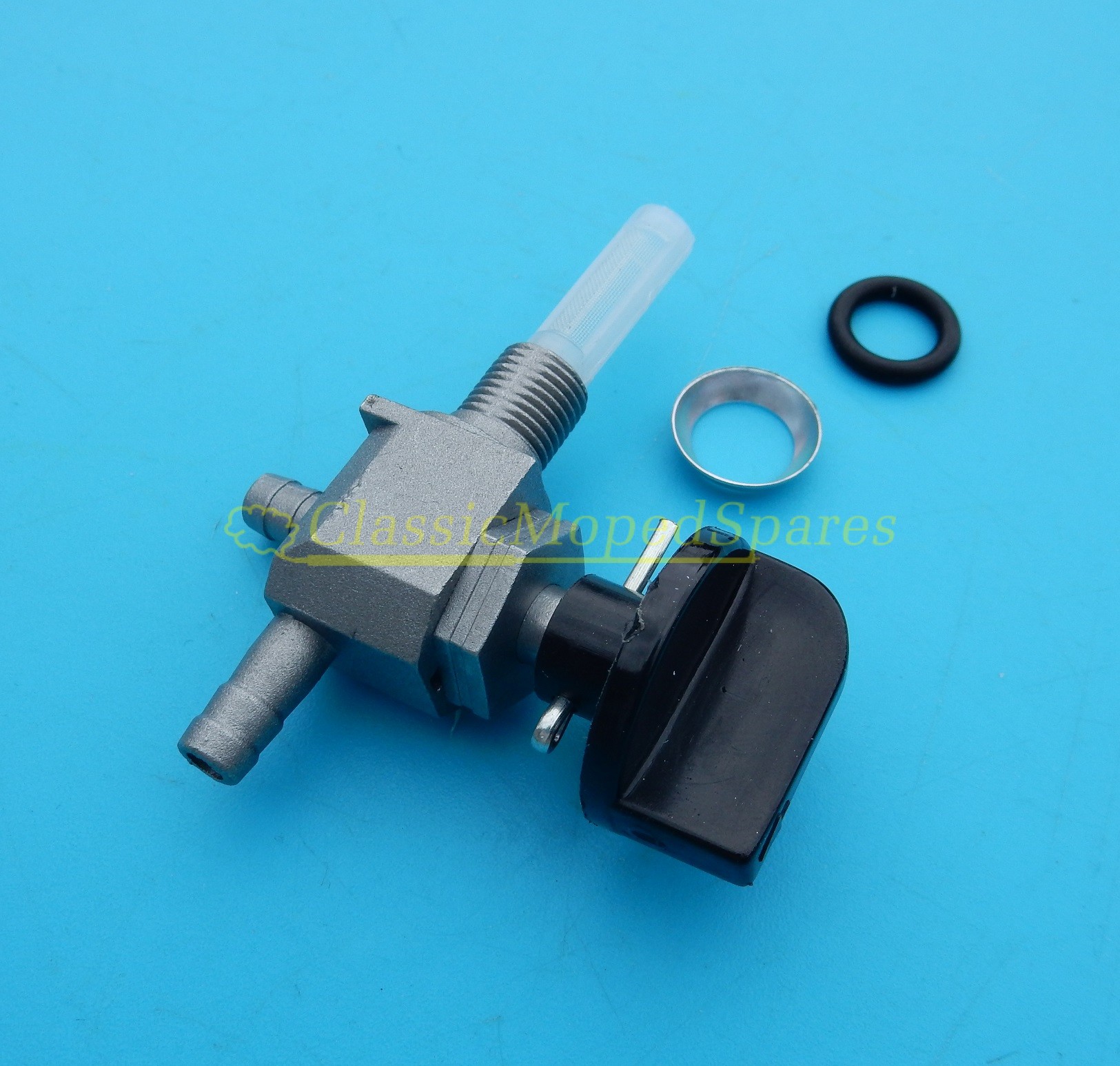 Universal Fuel Petrol Tap 10mm screw, large knob Off, On (Two Outlets)
