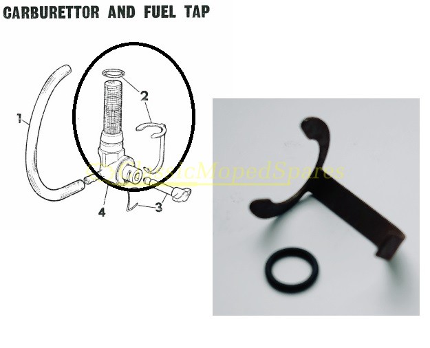 Raleigh RM7 Wisp Fuel Tap O Ring Seal and Retaining Securing Clip Spring MTH244