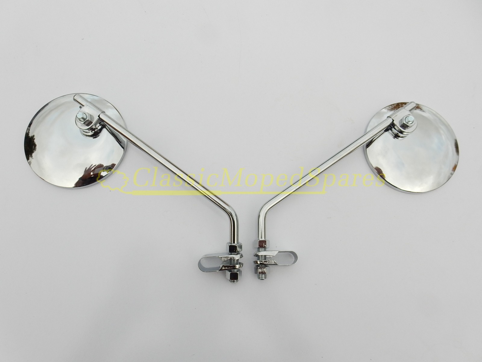 Pair Chrome Classic Retro Mirrors for Auto cycle, Moped - Mobylette, Raleigh, Velo Solex - Image 2