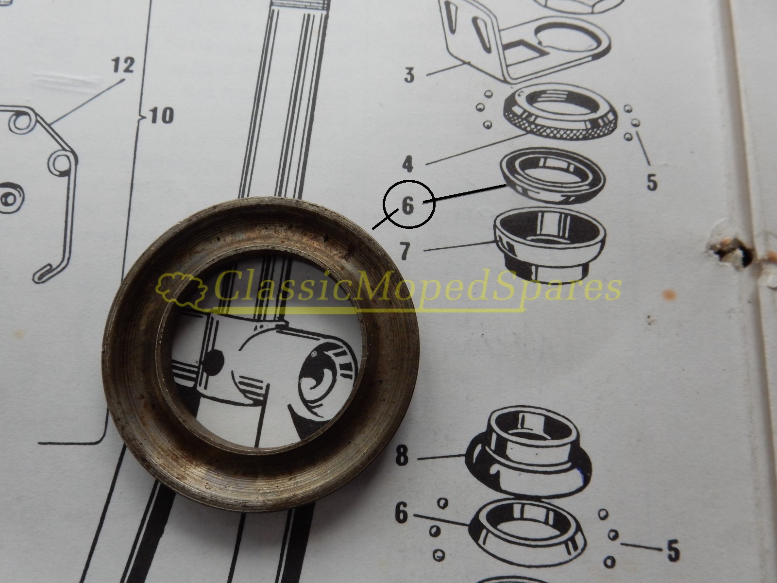 Raleigh RM6 Runabout Handlebar Lower Bearing Race Cup Part Number MAN103