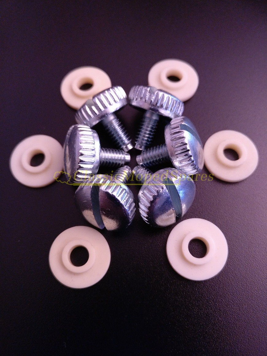 Raleigh RM4,5,6,7,8,9,11,12 MOPED SIDE PANEL Chain Guard COVER SCREWS & WHITE WASHERS 6 per pack