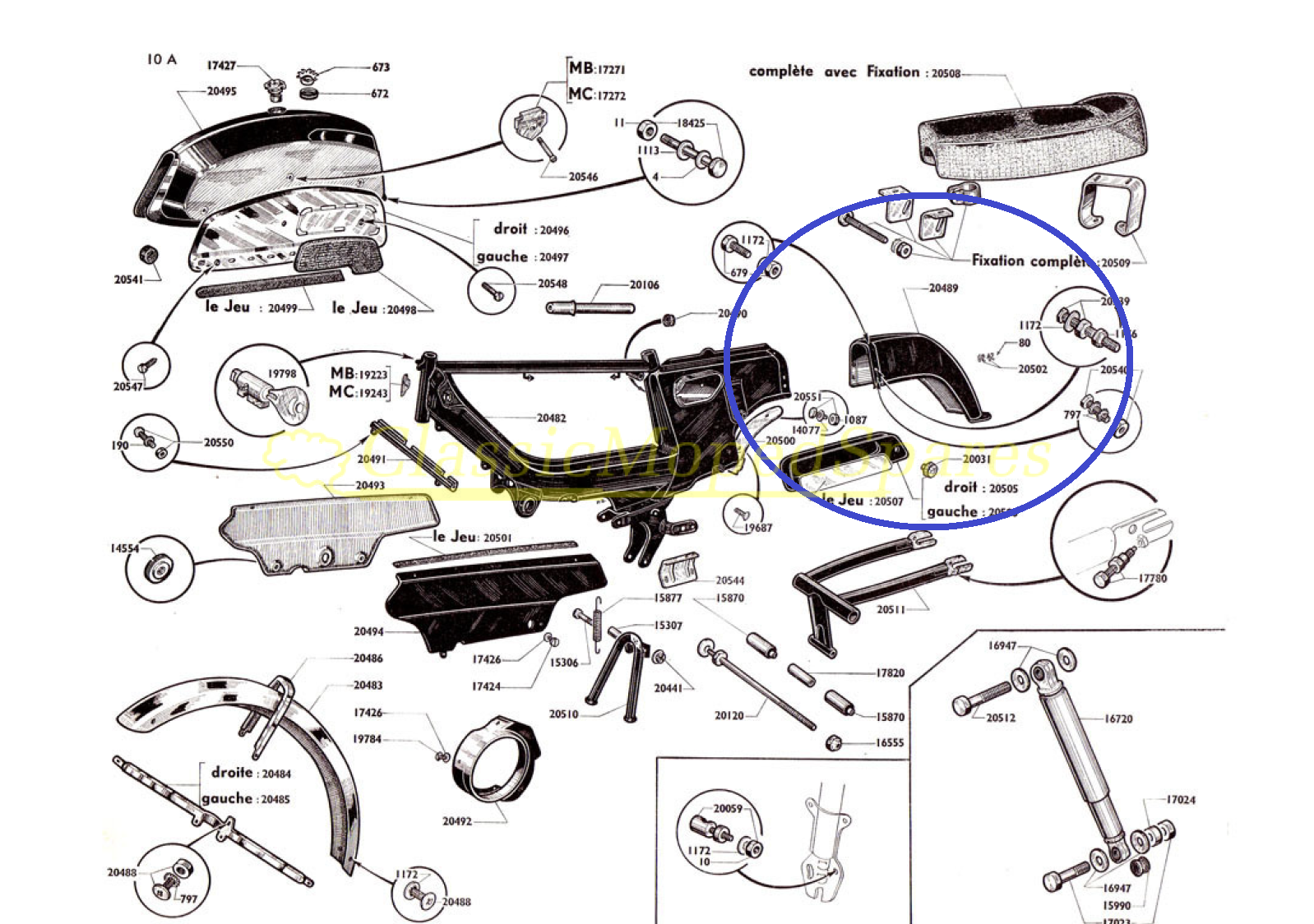 Mobylette Motobecane SP92, SP93 Rear Mudguard Fender Tailpiece Bridge part 20489 - Image 2