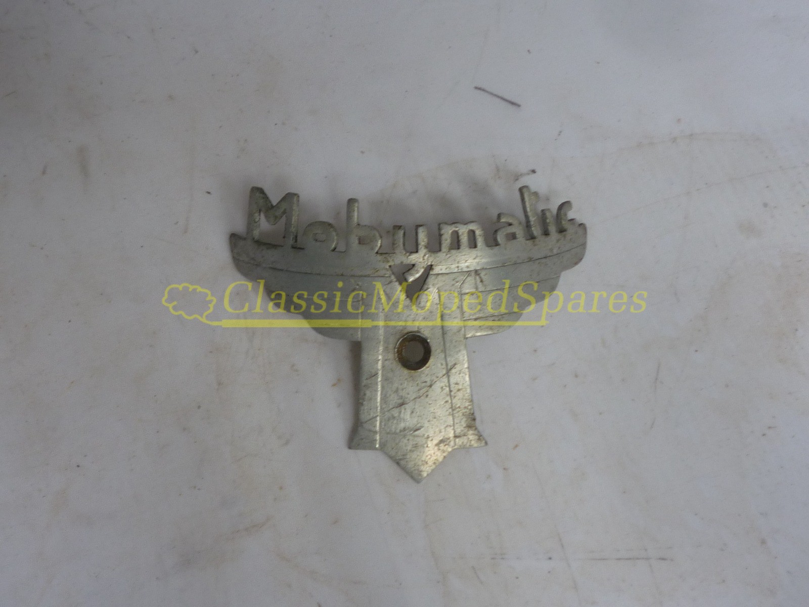 Mobylette AV48 Petrol Gas Fuel Tank "Mobymatic" Curved Shaped Alloy Emblem Logo Part Number 14801 - Image 2