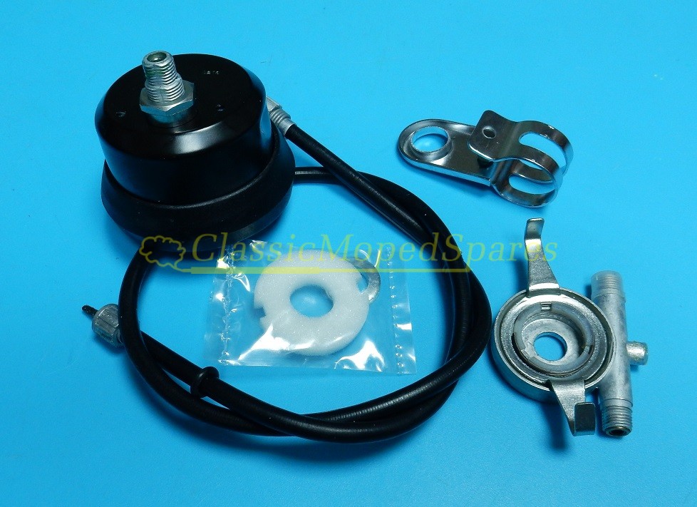 Mobylette AV42 Speedometer Speedo Meter round type complete with drive (120Km/H) and drum front brake - Image 2