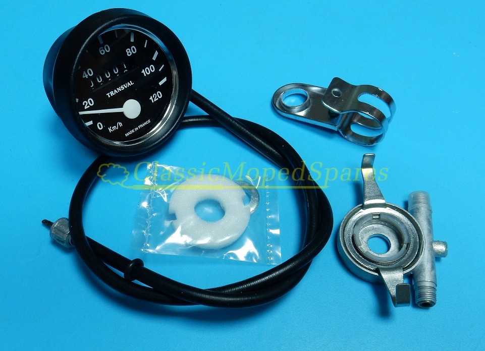 VeloSolex Velo Solex Speedometer Speedo Meter round type complete with drive (120Km/H)