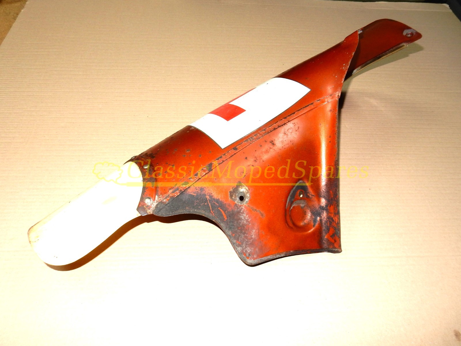 Motobecane Mobylette Right Hand Side Legshield with White Flap with "M" Logo - Image 2