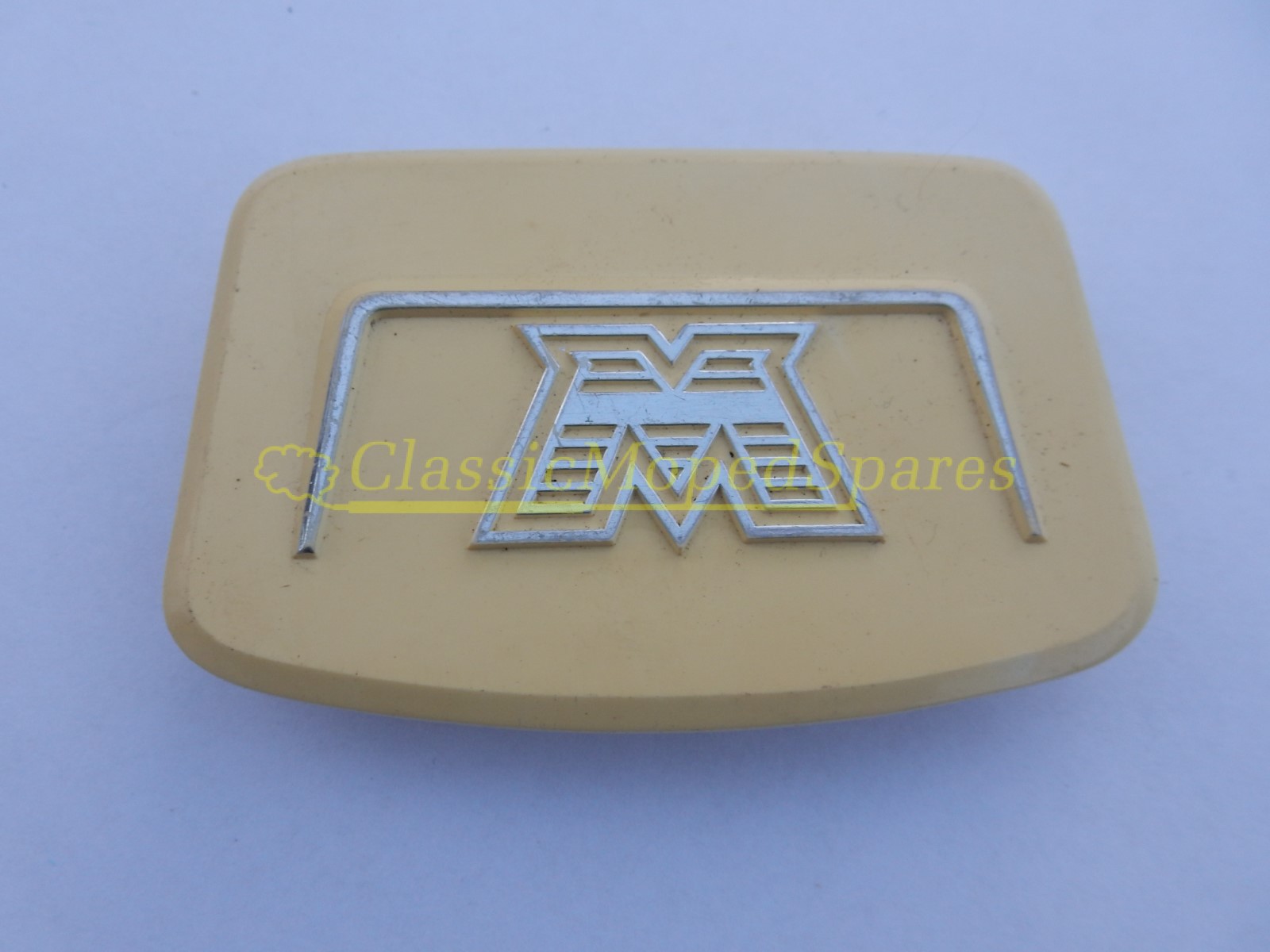 Mobylette Motobecane Silver M Symbol Headlight Speedometer Embellisher Blank Luxor in White