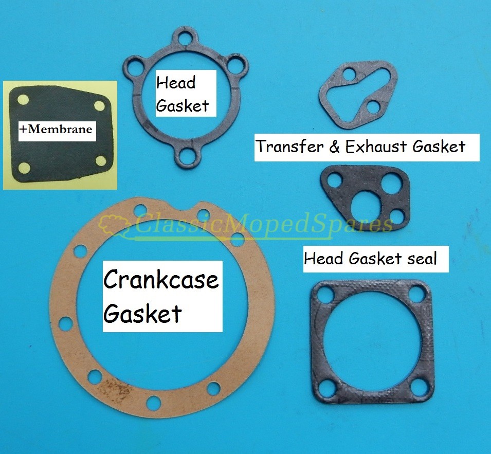 Velo Solex 45, 330 Early Models Gasket Set (5 Part) (Includes Membrane)