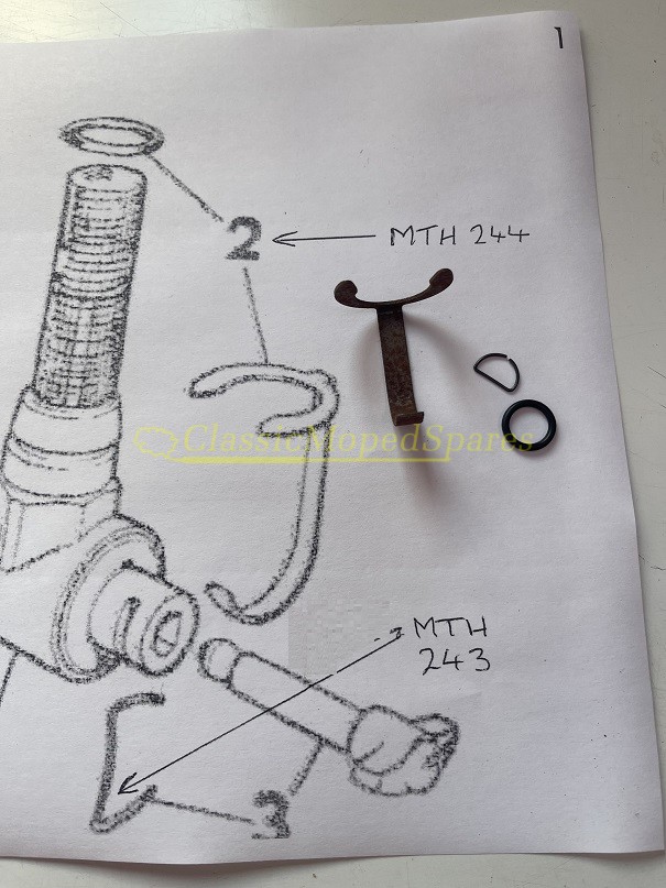 Raleigh RM7 Wisp Fuel Tap O Ring Seal, Retaining Securing Clip Spring  MTH244 and Extension Spring MTH243 - Image 2