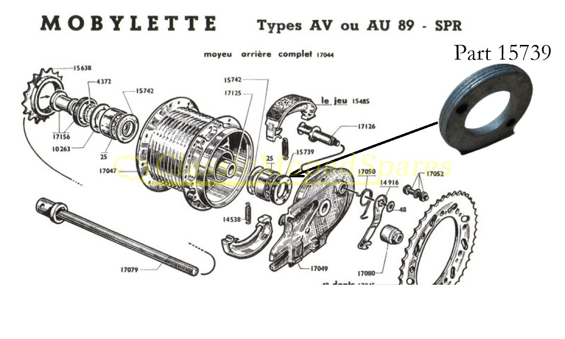 Mobylette AV89 and Raleigh RM5 Supermatic Rear Wheel Bearing Retainer Shim Nut Part Number 15739