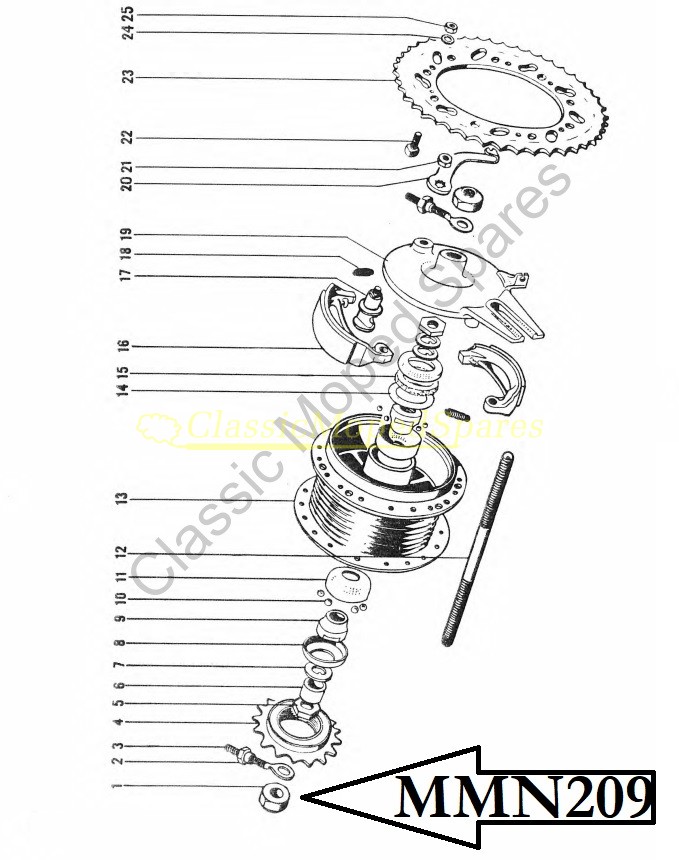 Raleigh RM6 Rear Wheel Nut Part Number MMN209