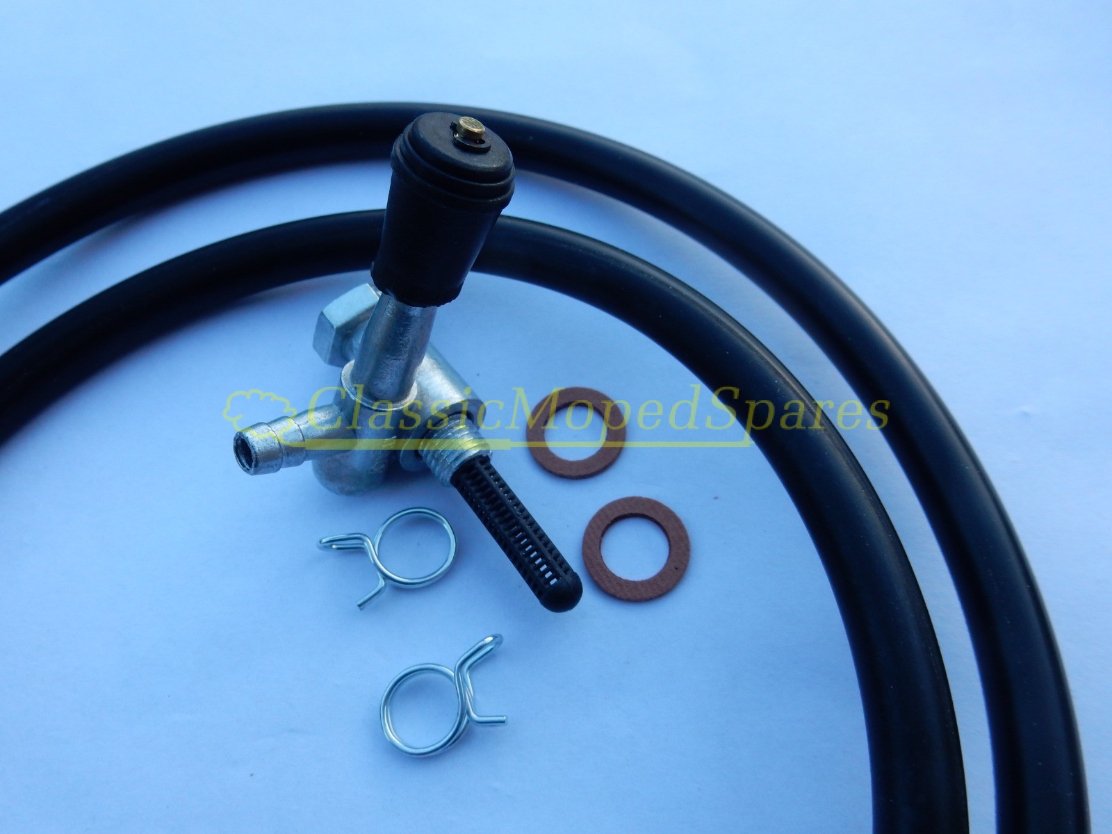 Mobylette Push Pull Fuel Tap Kit with 1 metre Black Hose and clips to replace part number 17124 - Image 2