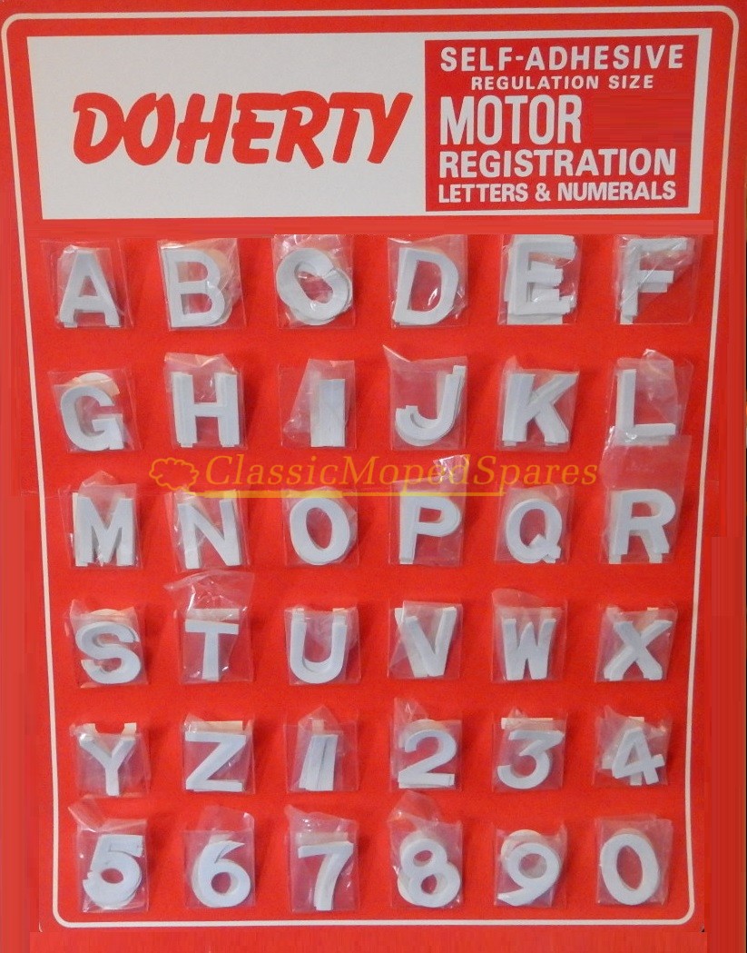 Doherty Classic Moped FRONT NUMBER PLATE LETTERS AND NUMBERS